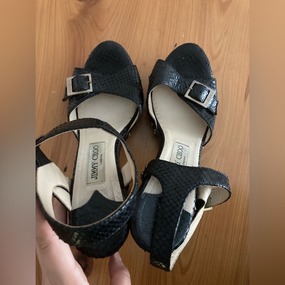 Jimmy Choo black platform buckle sandals - Picture 5 of 9